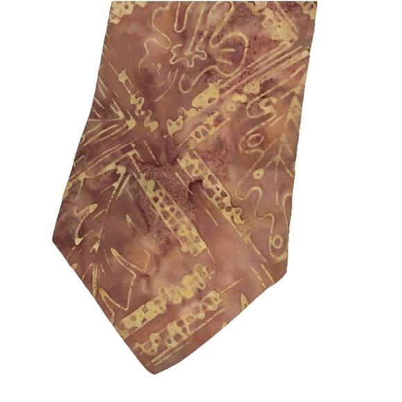 VTG Brite Ties Silk Screen Autumnal Faded Rust Cotton Tie Boho Artsy Hippie - Picture 7 of 12